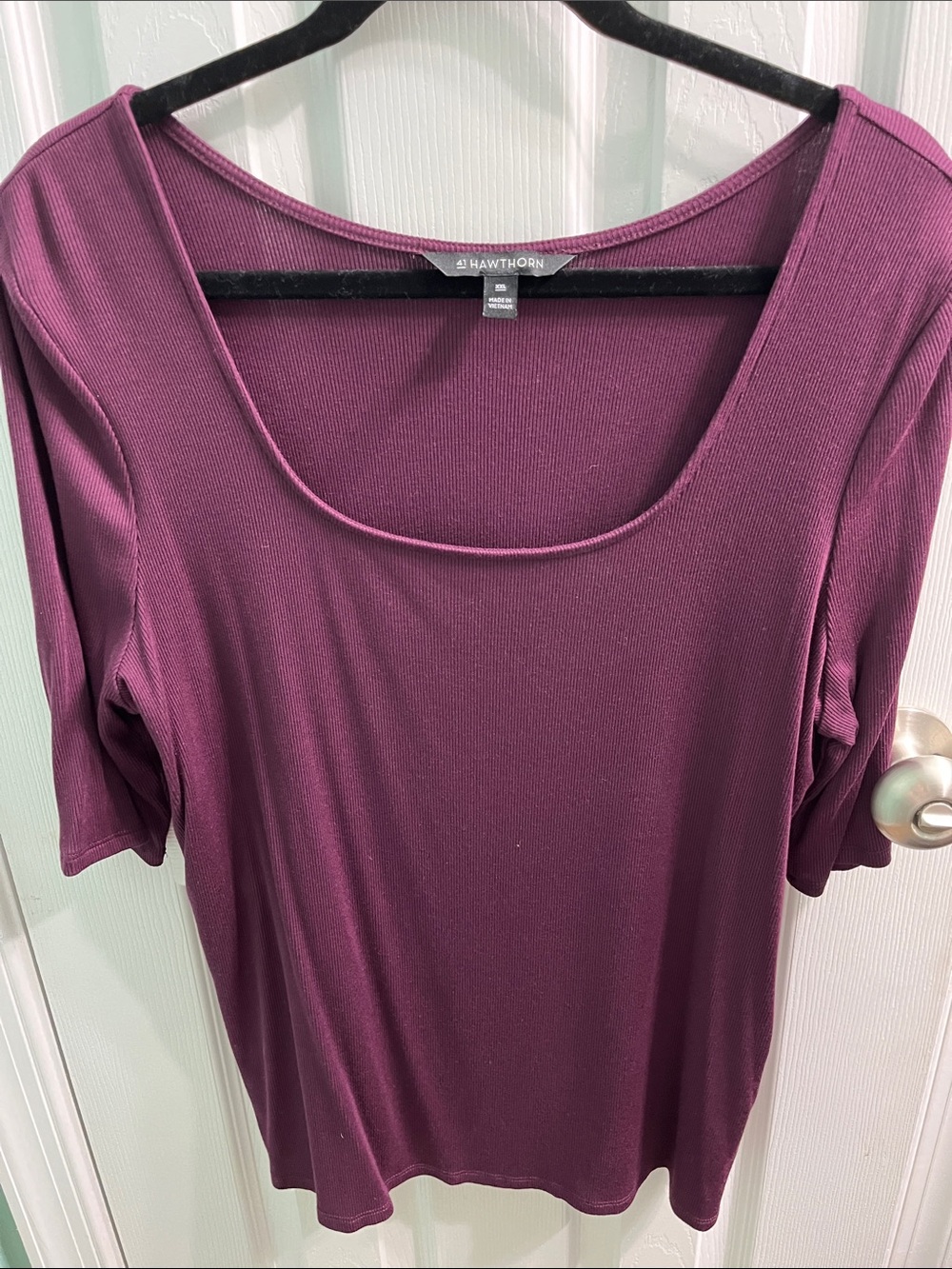 41 Hawthorn Scoop Neck Short Sleeve Top - Plum